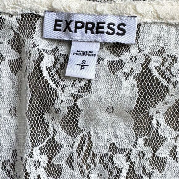 90s Y2k Express Floral Mesh Lace Top Romantic Ethereal Coquette Fairy Size Small - Picture 4 of 5